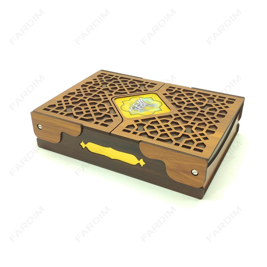 طرح برش لیزر جعبه پذیرایی و دمنوش دو درب در 4 طرح کد A132315